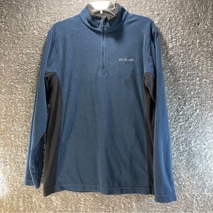 Columbia Mens M Fleece Soft Lightweight Blue Gray Long Sleeve Pullover 1/4 Zip